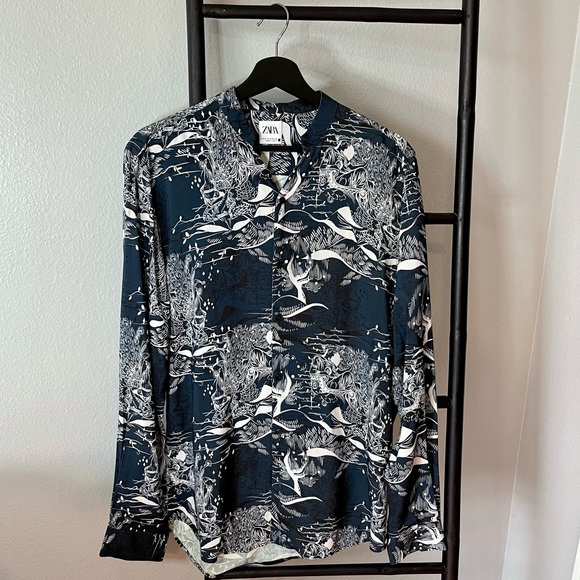 Zara Other - Zara Navy Blue Pattern Shirt